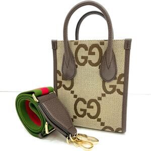 Gucci Jumbo GG Tote Bag Shoulder Handbag Brown